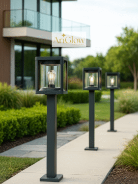 AriGlow Outdoor Pole Light For Garden in Resort Lighting in India - Grey Body For Modern Garden Light